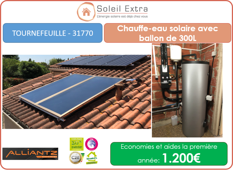 Chauffe-eau solaire 300L Tournefeuille